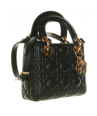 Christian Dior Black Leather Mini 'Lady Dior' Handbag