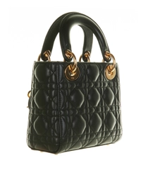 Christian Dior Black Leather Mini 'Lady Dior' Handbag