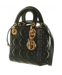Christian Dior Black Leather Mini 'Lady Dior' Handbag