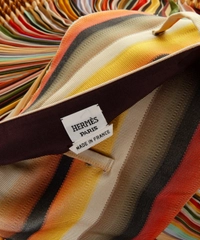 Hermès Multicolor Silk Twill 'Plissé Soleil' Skirt