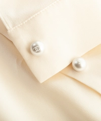 Chanel Off-White Silk Blouse Pearl Buttons