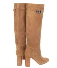 Hermès Suede 'Story' Knee-High Boots - Kelly Buckle