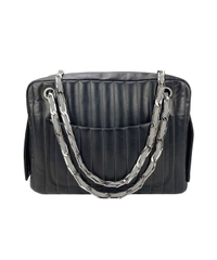 Chanel Mademoiselle Ligne Vertical Quilted Black Leather Camera Bag