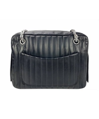 Chanel Mademoiselle Ligne Vertical Quilted Black Leather Camera Bag