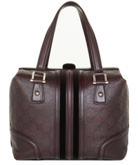 Gucci Dark Brown Guccissima Leather Large Web Treasure Boston Bag