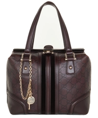 Gucci Dark Brown Guccissima Leather Large Web Treasure Boston Bag