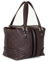 Gucci Dark Brown Guccissima Leather Large Web Treasure Boston Bag