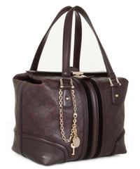 Gucci Dark Brown Guccissima Leather Large Web Treasure Boston Bag