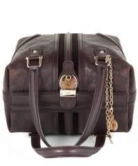 Gucci Dark Brown Guccissima Leather Large Web Treasure Boston Bag