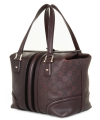 Gucci Dark Brown Guccissima Leather Large Web Treasure Boston Bag