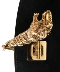 Runway 2000 F/W Gucci Tom Ford Lion Head Black Suède Shoulder Bag