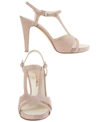 Chanel High Heel Pink Suède High Heels Sandals