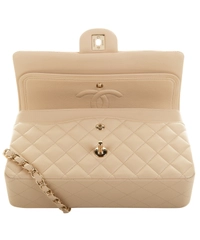 Chanel Beige Medium Double Flap Shoulder Bag