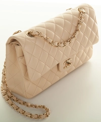 Chanel Beige Medium Double Flap Shoulder Bag