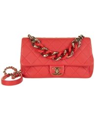 Chanel Red Flap Bag With Large Bi-Color Chain - Cruise Collection 2019