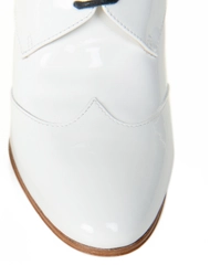 Chanel A2017 Runway White Patent Leather CC Lace Up Derby Booties