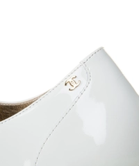 Chanel A2017 Runway White Patent Leather CC Lace Up Derby Booties