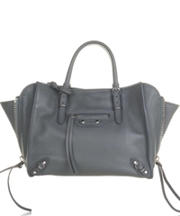 Balenciaga Grey Leather 'Papier A4' Zip Around Bag