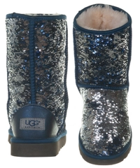Ugg Classic Blue Short Sequin Boot