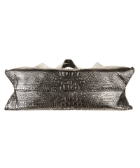 Couture Donald J. Pliner Silver Embossed Leather Calf Tote Shoulder Bag
