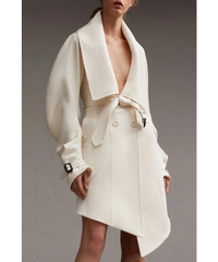 Burberry Lightweight Double-Faced Wool Twill Asymmetric Coat