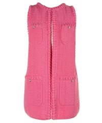 Chanel Spring 2023 Ready to Wear Hot Pink Sleeveless Cardigan