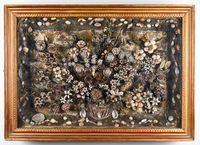 Viewing cabinet with flower basket of all kinds of shells - image 1