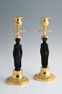 A pair of  ormolu bronze Empire candlesticks - image 2