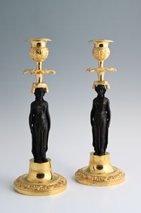 A pair of  ormolu bronze Empire candlesticks - image 1