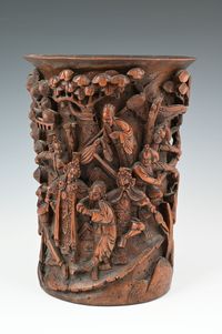 A Chinese bamboo brush pot - image 1