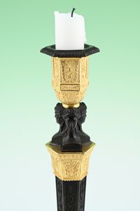 A pair of  ormolu bronze and patineted Empire candle sticks - image 3