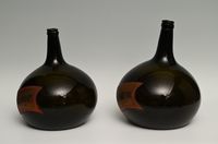A set of green glass liqueur bottles - image 3
