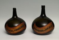 A set of green glass liqueur bottles - image 2