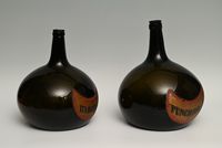 A set of green glass liqueur bottles - image 5