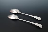 Two large silver serving spoons - image 4