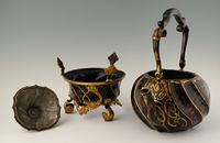 A pewter bouilloire on a stand. - image 3
