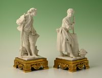 Een paar decoratieve biscuit-porseleinen beeldjes - afbeelding 3