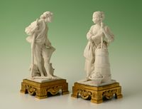 Een paar decoratieve biscuit-porseleinen beeldjes - afbeelding 2
