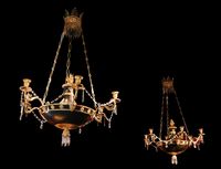 A rare near pair of Russian Empire discus chandeliers - image 1