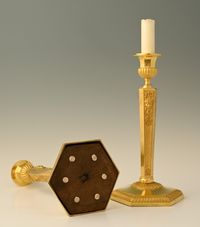 A pair of  ormolu bronze Empire candle sticks - image 3