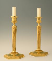 A pair of  ormolu bronze Empire candle sticks - image 2