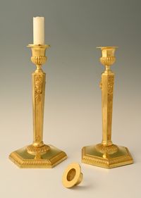 A pair of  ormolu bronze Empire candle sticks - image 4