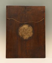 Een fraai gesneden houten lijst met in het midden een bronzen medaillon van Napoleon I - afbeelding 3