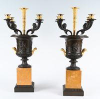 A pair of bronze and ormolu Charles X coupes / candlesticks. - image 1