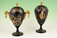 A pair of Dutch lacquered pewter chestnut vases. - image 2