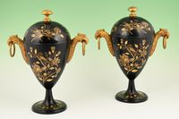 A pair of Dutch lacquered pewter chestnut vases. - image 1
