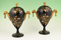 A pair of Dutch lacquered pewter chestnut vases. - image 3