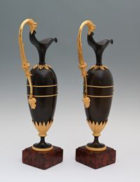 A pair of French Empire patinated bronze and ormolu ewers - image 3