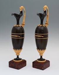 A pair of French Empire patinated bronze and ormolu ewers - image 4