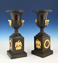 A pair of French Empire patinated bronze and ormolu ewers - image 2